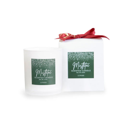 Christmas LUNASS candle mistletoe green color tag